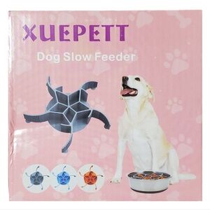 Slow Feeder Silicone Insert Dog Bowls Star Maze Design/Gripper System (2-Pack)